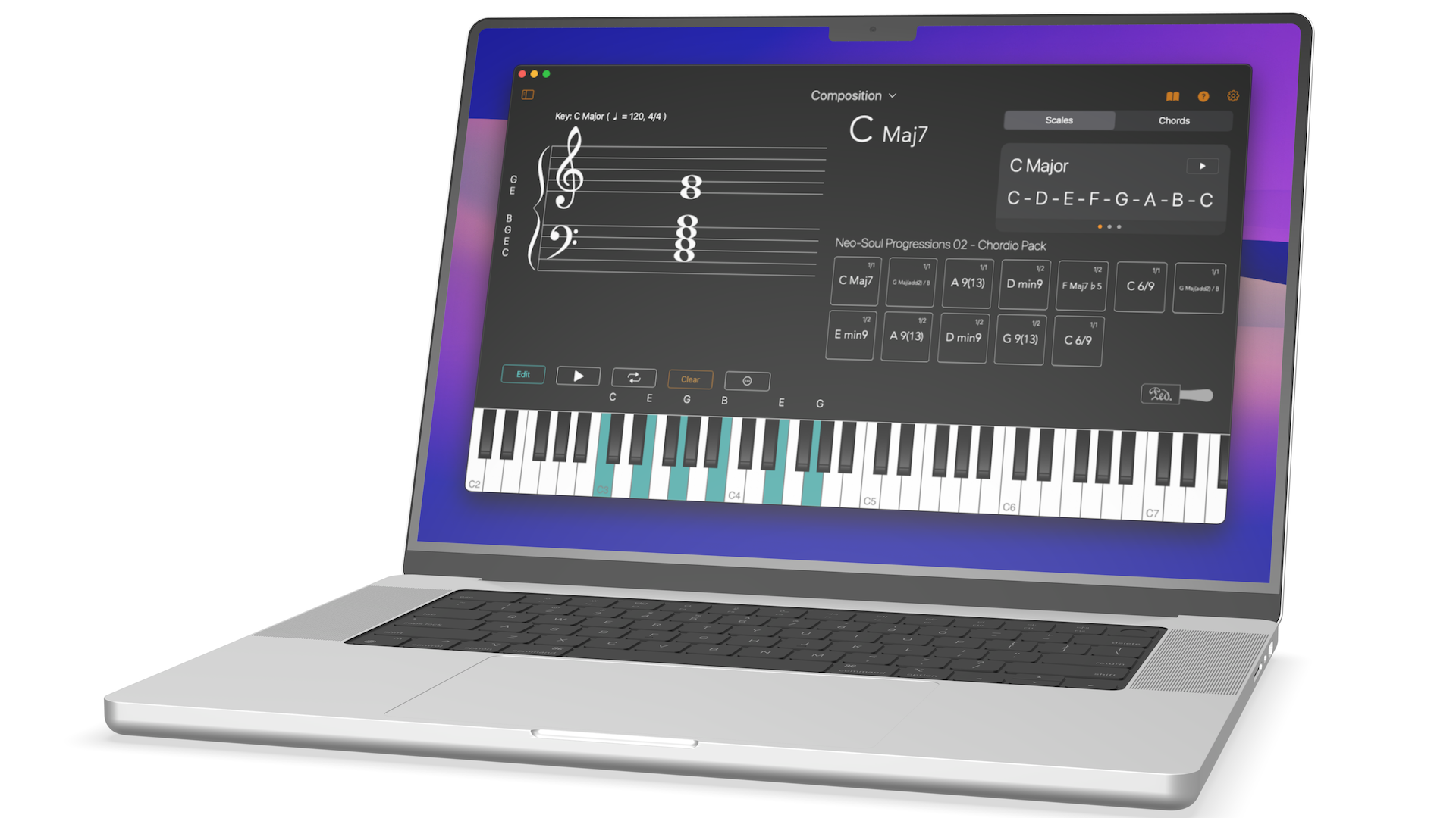 Chordio for features a Build-in sequencer to create chord progressions.